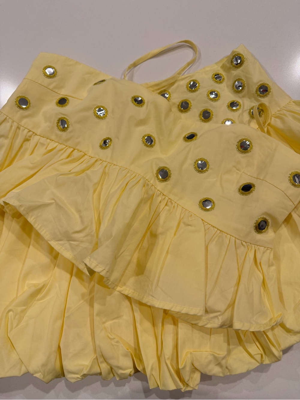 Yellow Embellished Ruffle Mini Set - Women's Set - Picture 4 of 4